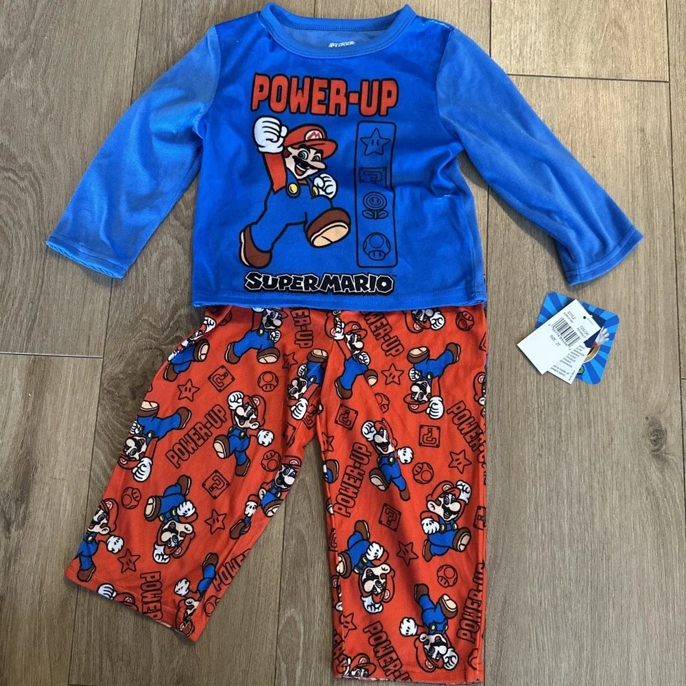 Super Mario Nintendo Toddler Size 2T‎ Pajama Set Power Up Long Sleeve NWT